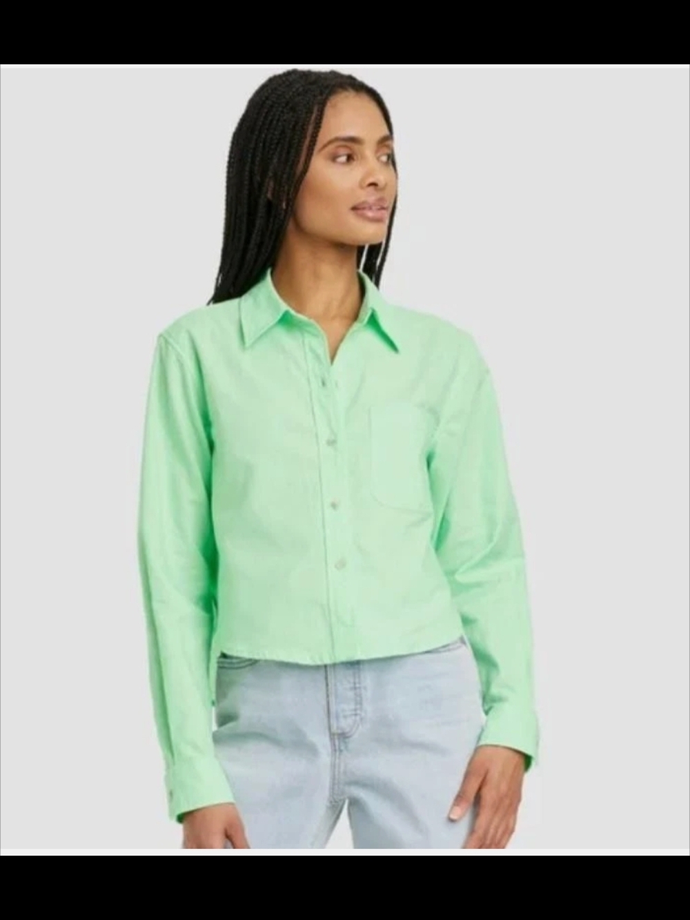 Medium-Classic Button-Front Shirt - Mint Green